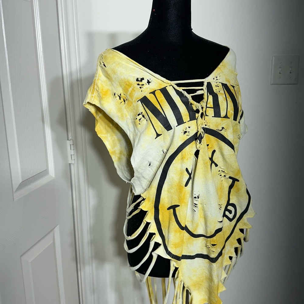 Distressed NIRVANA Graphic Fringe Top